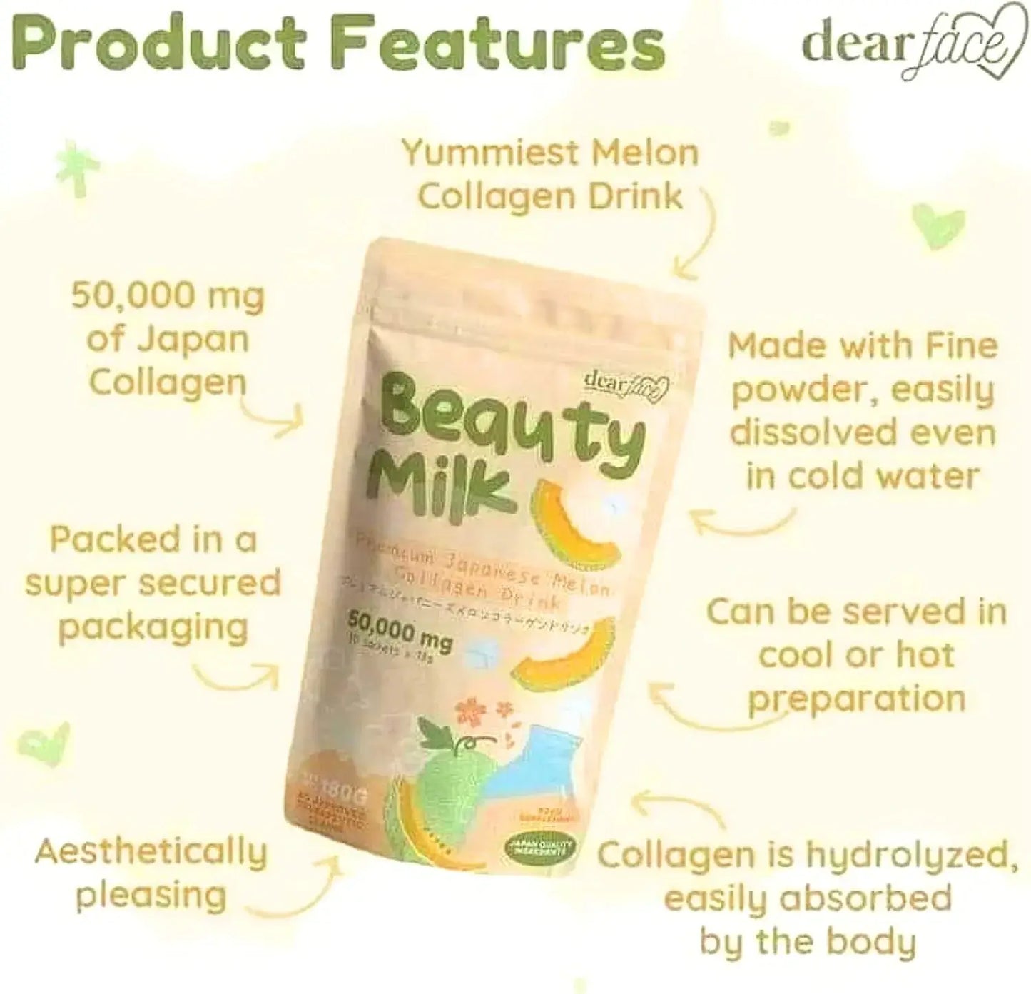 Beauty Milk Melon – Bebida Premium de Colagénio Hidrolisado com Sabor a Melão