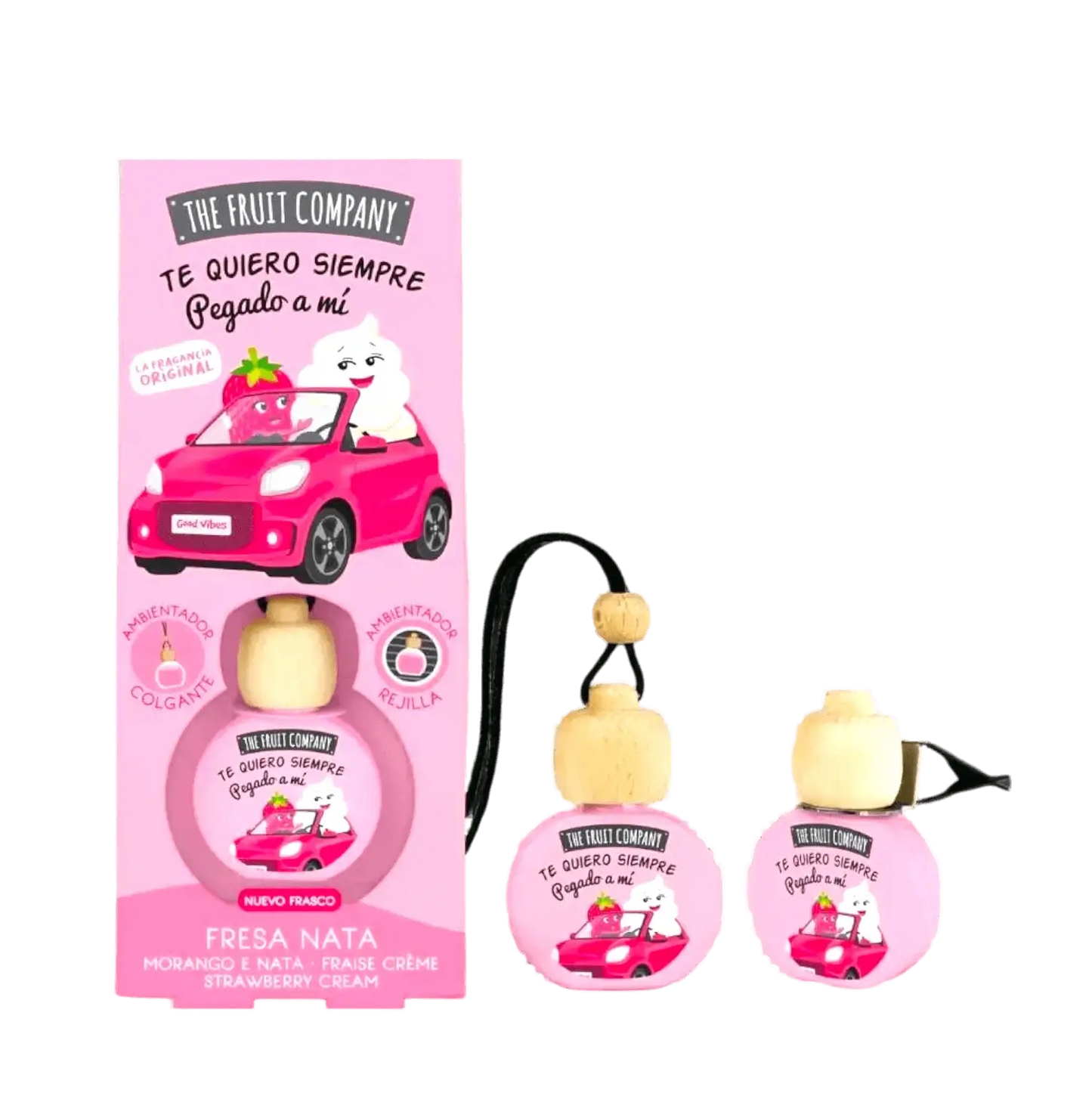 alt="Creme de Morango - Carro marca The Fruit Company - Carro aromatizador com fragrância doce de morango, ideal para perfumar o ambiente do seu veículo, proporcionando uma experiência refrescante e agradável em cada viagem."