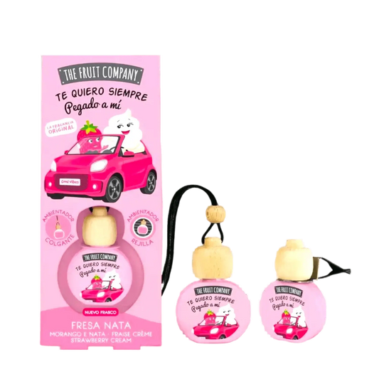 alt="Creme de Morango - Carro marca The Fruit Company - Carro aromatizador com fragrância doce de morango, ideal para perfumar o ambiente do seu veículo, proporcionando uma experiência refrescante e agradável em cada viagem."
