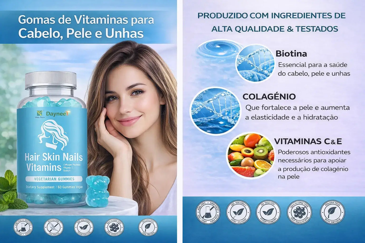 Gomas de Vitaminas para Cabelo Pele e Unhas
