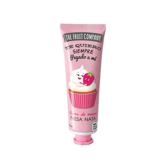 alt="Creme de Morango - Creme de Mãos marca The Fruit Company - Creme de mãos hidratante com fragrância doce de morango, ideal para suavizar e nutrir a pele, proporcionando uma sensação de frescor e conforto ao longo do dia."