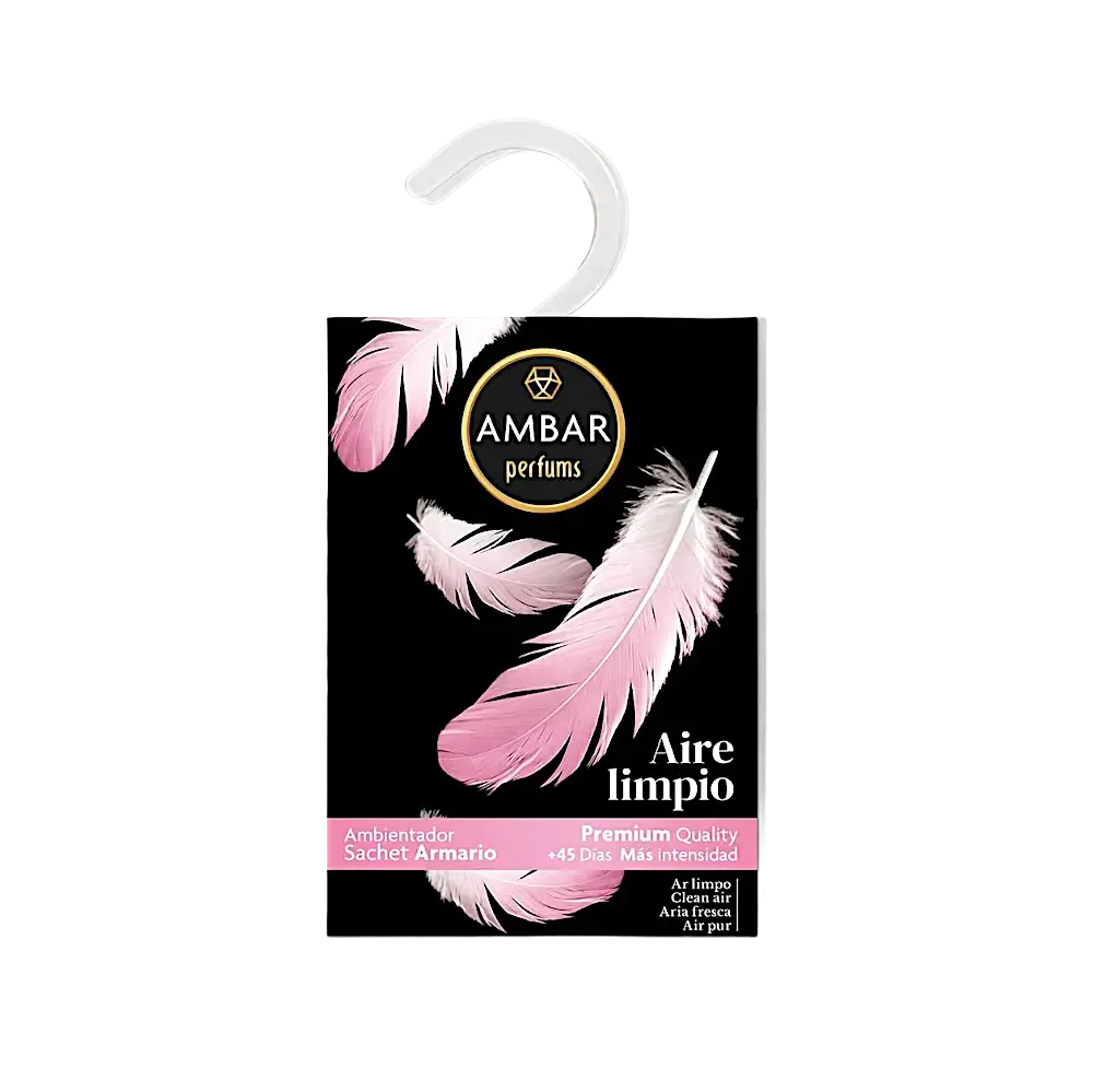 alt="Ambientador Armário Ar Limpo marca Âmbar - Ambientador para armário com aroma de ar limpo da marca Âmbar"