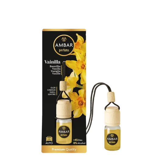 alt="Ambientador para Carro Baunilha marca Âmbar - Ambientador com aroma de baunilha para uso no carro da marca Âmbar"