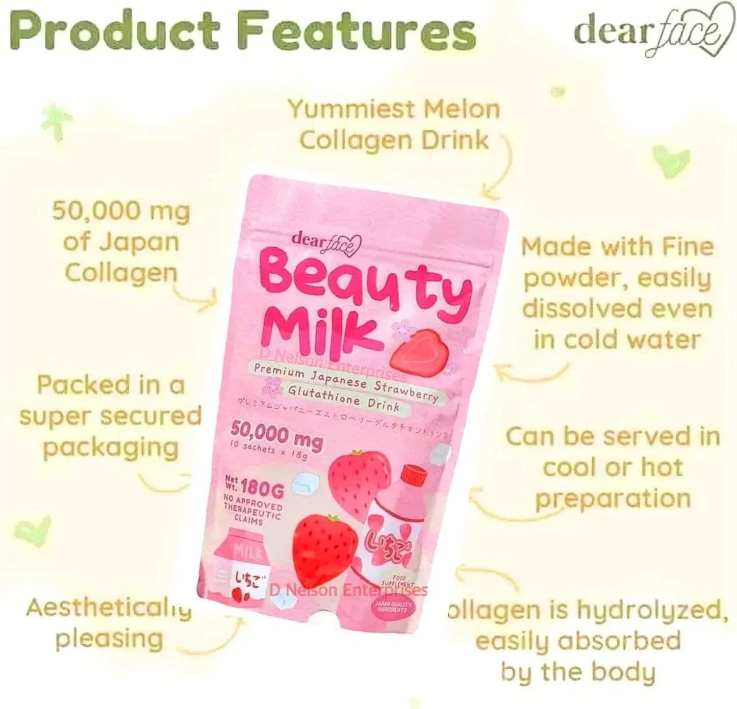 Beauty Milk Strawberry – Bebida de Colagénio Japonês com Sabor a Morango