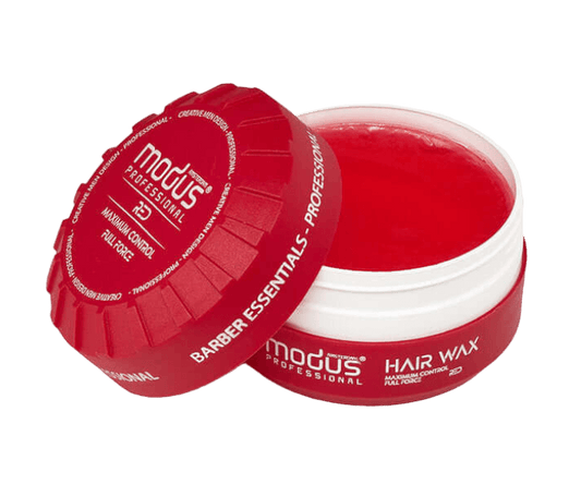 alt="Cera Vermelha marca Modus - Cera modeladora de fixação forte, ideal para criar penteados definidos e estruturados, oferecendo um acabamento brilhante e duradouro."