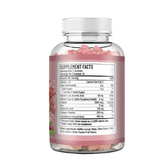 ingredientes gomas colagenio biotina vitamina c zinco suplemento pele antioxidante