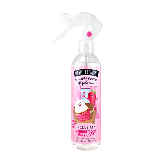 alt="Creme de Morango - Spray Multiusos marca The Fruit Company - Spray multiusos com fragrância doce de morango, ideal para perfumar ambientes e objetos, proporcionando uma sensação de frescor e alegria em qualquer espaço."
