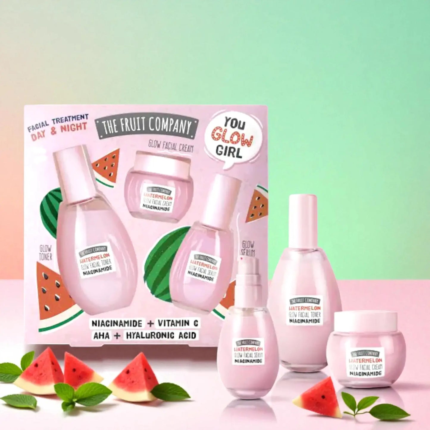 Watermelon Glow Facial Set: Toner + Cream + Serum