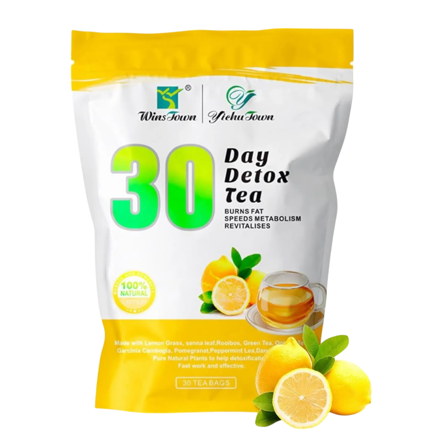 Chá Detox de 30 Dias sabor limão - bebida desintoxicante e digestiva com ingredientes naturais | Storettastic