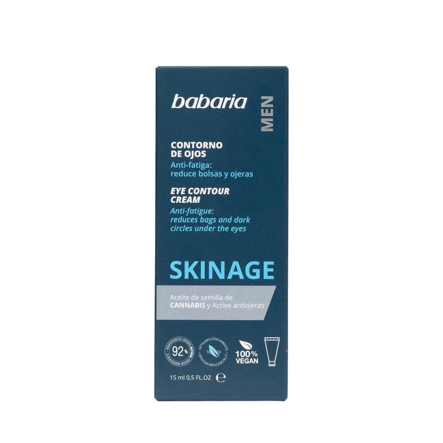 alt="Creme Contorno Olhos Anti-fadiga linha Men Skinage marca Babaria - Creme para o contorno dos olhos, ideal para reduzir sinais de cansaço, olheiras e inchaço, proporcionando uma aparência mais fresca e revitalizada."