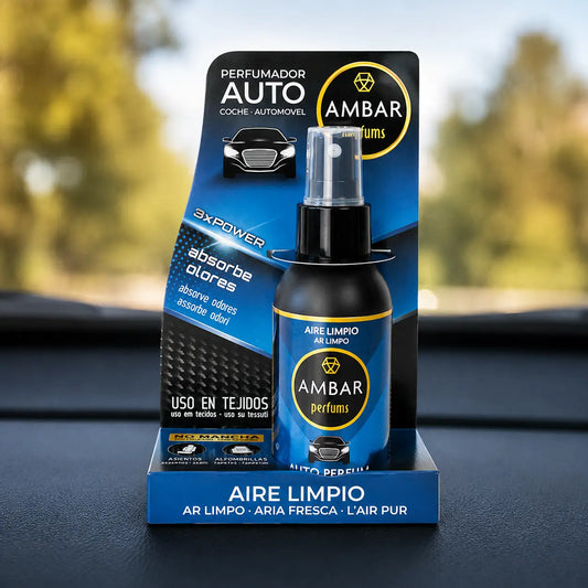 Ambientador para carro Ar Limpo Ambar Perfums spray absorve odores para tecidos automóvel