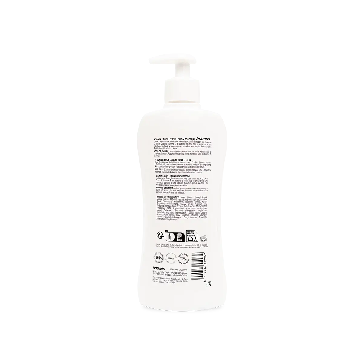 Vit E - Leite corporal Babaria