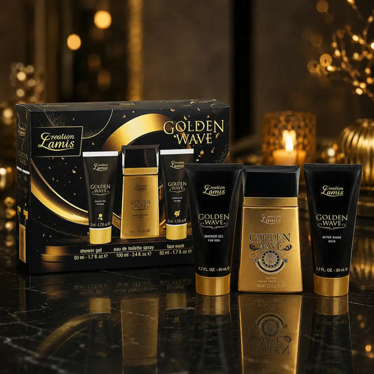Coffret Golden Wave Creation Lamis para homem com perfume e cuidados corporais