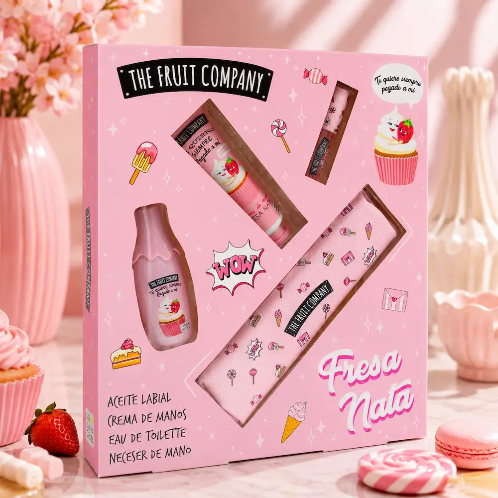 Coffret The Fruit Company Morango e Nata com nécessaire rosa
