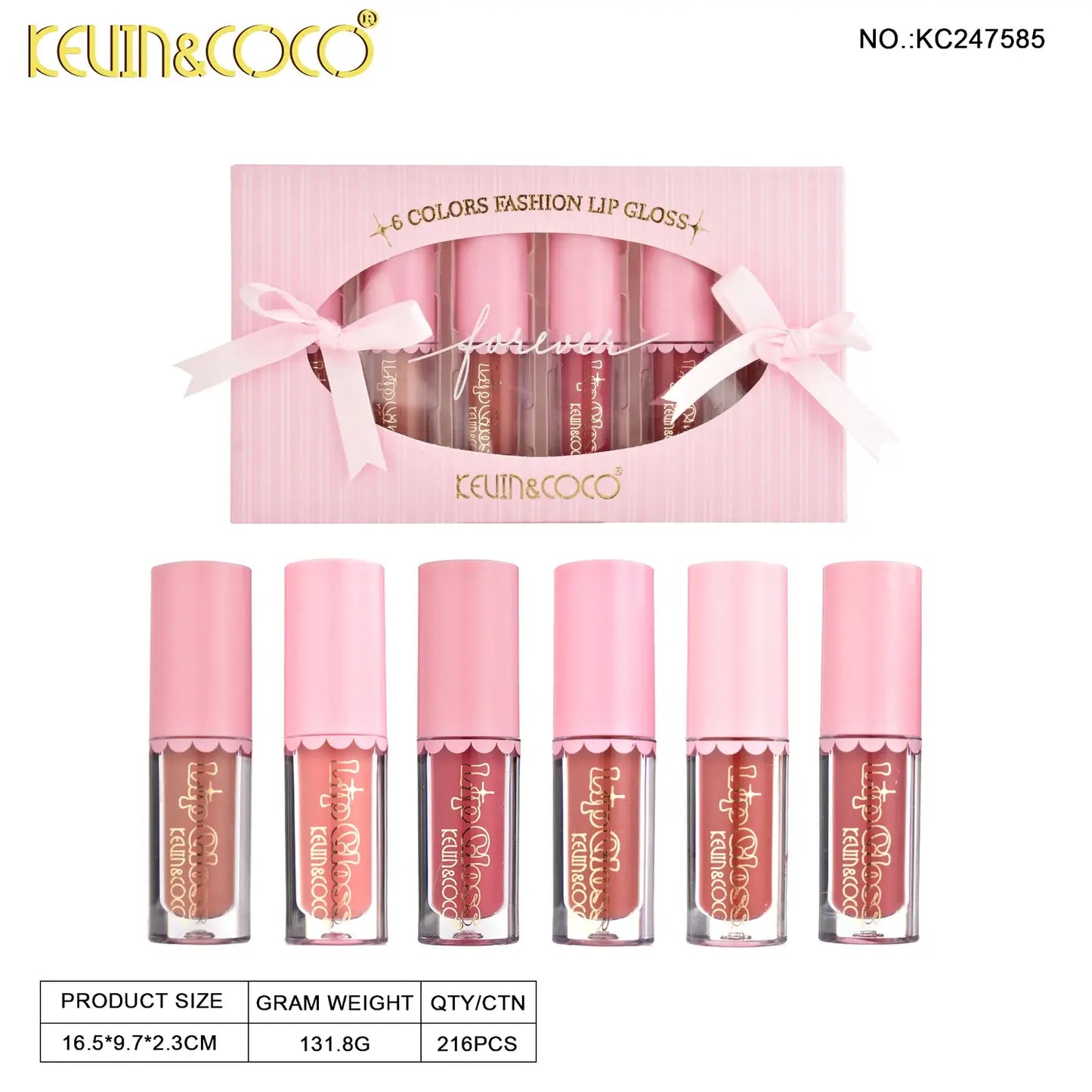 Set de 6 brillos de labios Kevin&Coco