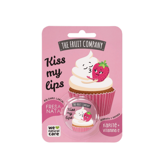 alt="Creme de Morango - Bálsamo Labial marca The Fruit Company - Bálsamo labial hidratante com aroma doce de morango, ideal para suavizar e proteger os lábios, proporcionando conforto e uma sensação de frescor ao longo do dia."