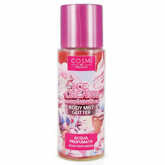 bruma corporal glitter ice cream marshmallow perfume doce corpo brilho