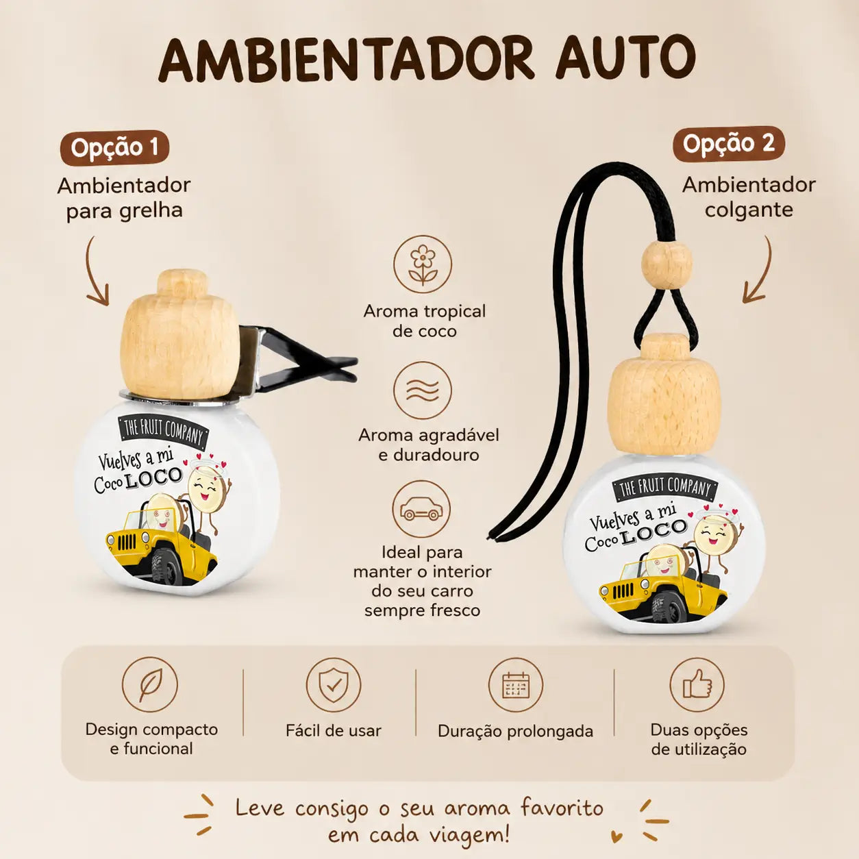 ambientador carro grelha ventilacao e colgante coco