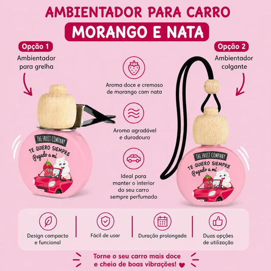 ambientador carro pendurado espelho retrovisor aroma morango e nata interior automovel