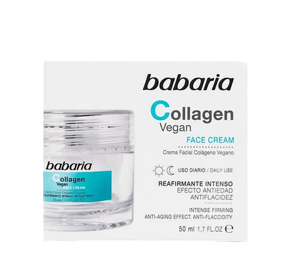 embalagem creme facial babaria colagénio vegan 50ml informação produto
