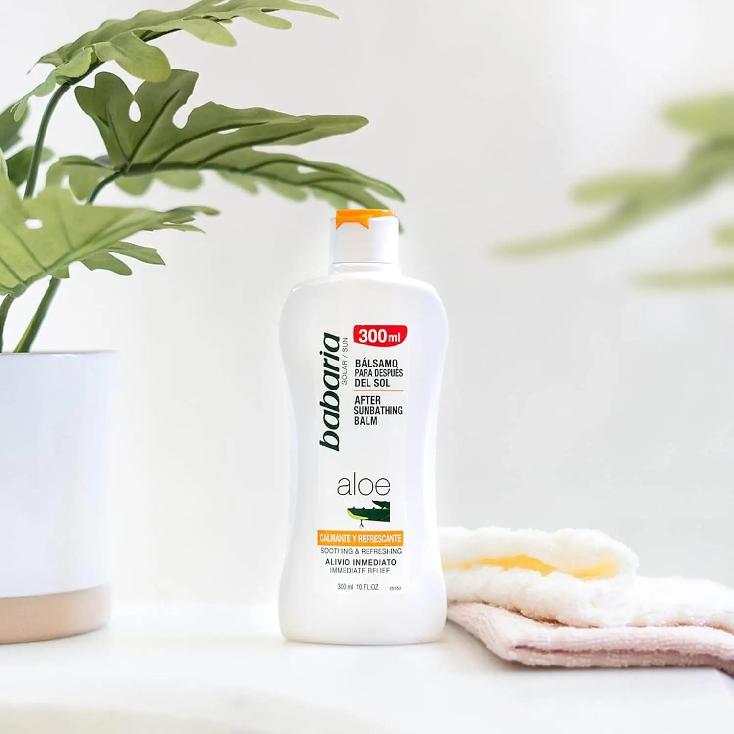 balsamo pos sol babaria aloe vera 300ml produto com planta ambiente natural