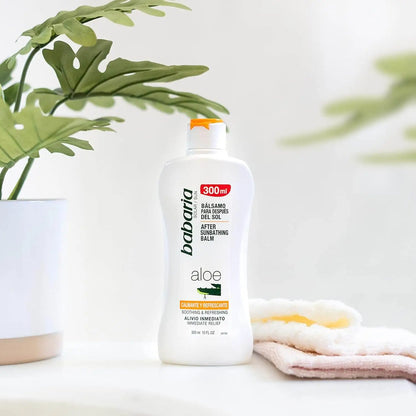 balsamo pos sol babaria aloe vera 300ml produto com planta ambiente natural