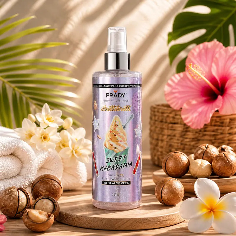 bruma corporal prady sweet macadamia fragrancia doce fundo spa macadamia