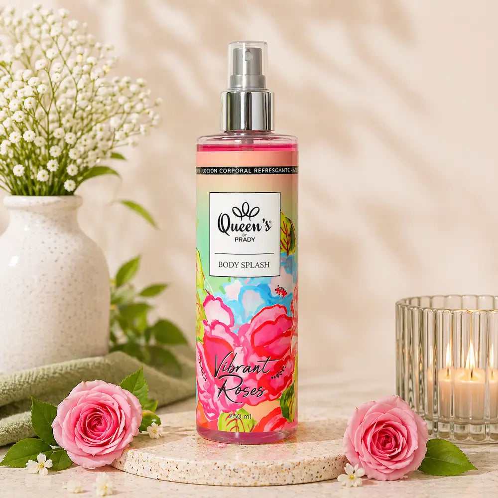 bruma corporal queen's aroma floral rosa 250ml fragrancia leve fresca pele