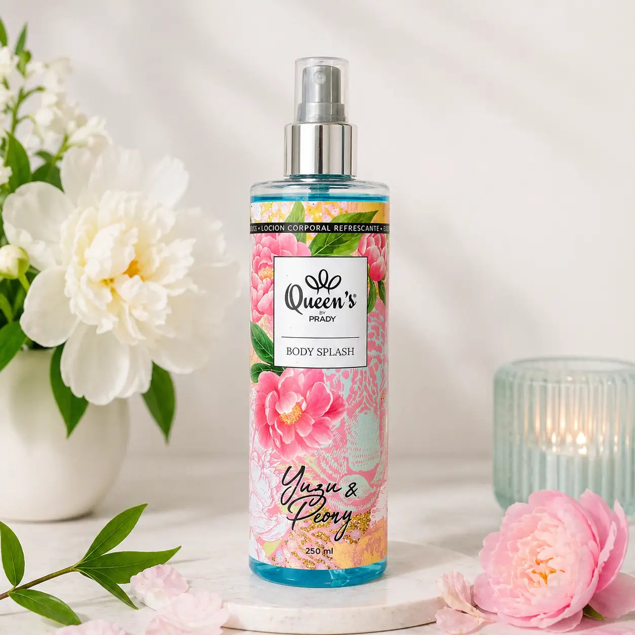 bruma corporal queen's citrinos peonia 250ml fragrancia fresca floral frutada pele