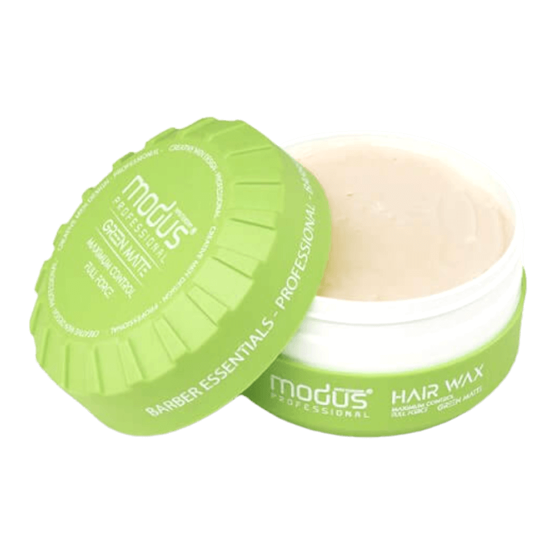 alt="Cera Verde Matte marca Modus - Cera modeladora de fixação média com acabamento mate, ideal para penteados com textura natural e sem brilho, proporcionando um estilo duradouro e flexível."