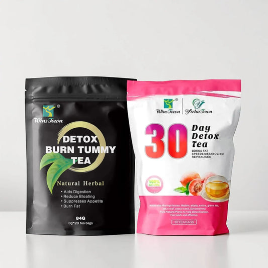 30-Day Peach Flavoured Tea + Detox Burn Tummy Tea - Natural Detox Programme