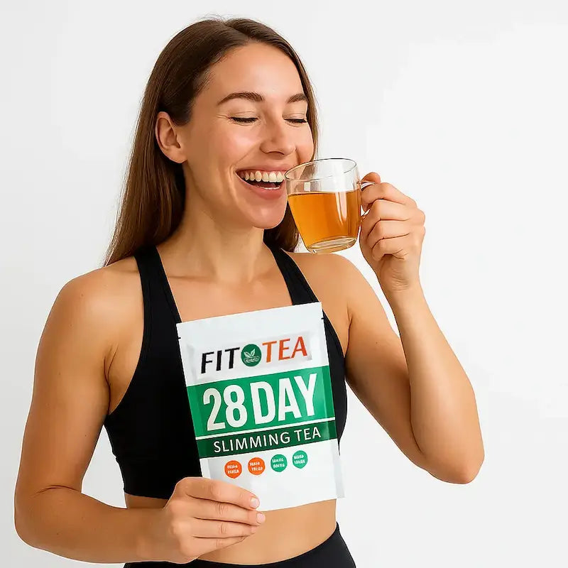 mulher a beber cha detox 28 dias fit tea queima gordura