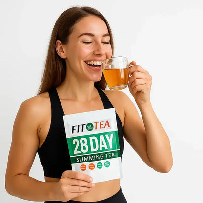 mulher a beber cha detox 28 dias fit tea queima gordura