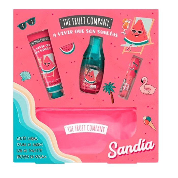 alt="Coffret Summer Melancia marca The Fruit Company - Um conjunto refrescante com produtos de cuidado pessoal e fragrância de melancia, ideal para os dias de verão. Uma combinação perfeita de aroma tropical e hidratação."