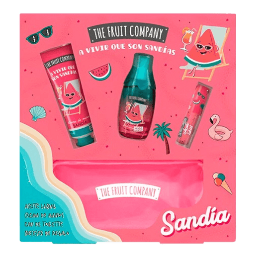 alt="Coffret Summer Melancia marca The Fruit Company - Um conjunto refrescante com produtos de cuidado pessoal e fragrância de melancia, ideal para os dias de verão. Uma combinação perfeita de aroma tropical e hidratação."