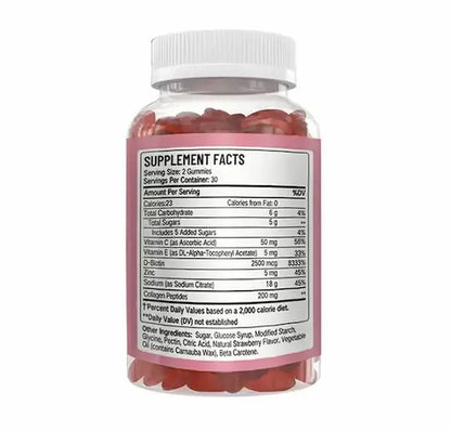 informação nutricional gomas de colagénio com biotina vitamina c composição suplemento alimentar