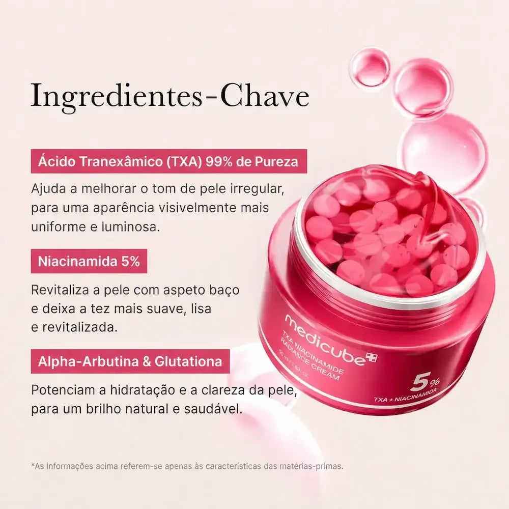creme facial acido tranexamico niacinamida ingredientes chave uniformizar pele