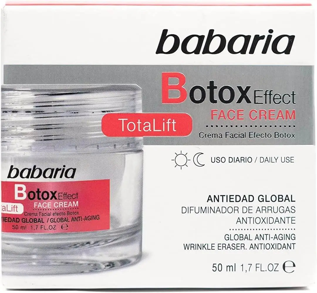 caixa creme facial babaria botox effect totallift anti idade 50ml embalagem frente