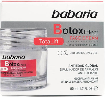 caixa creme facial babaria botox effect totallift anti idade 50ml embalagem frente