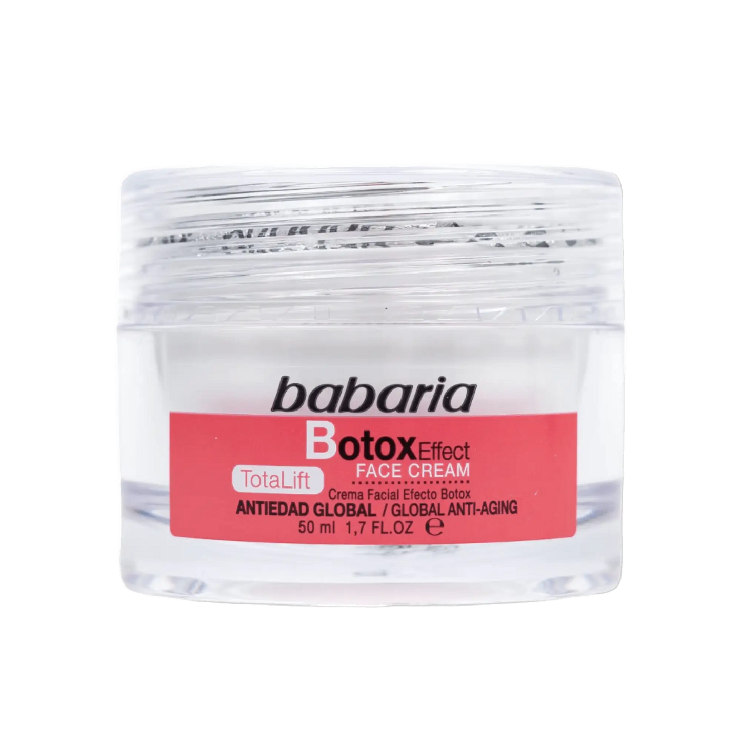 frasco creme facial babaria botox effect totallift 50ml anti idade detalhe produto