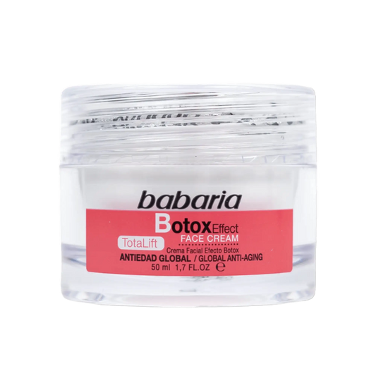 frasco creme facial babaria botox effect totallift 50ml anti idade detalhe produto