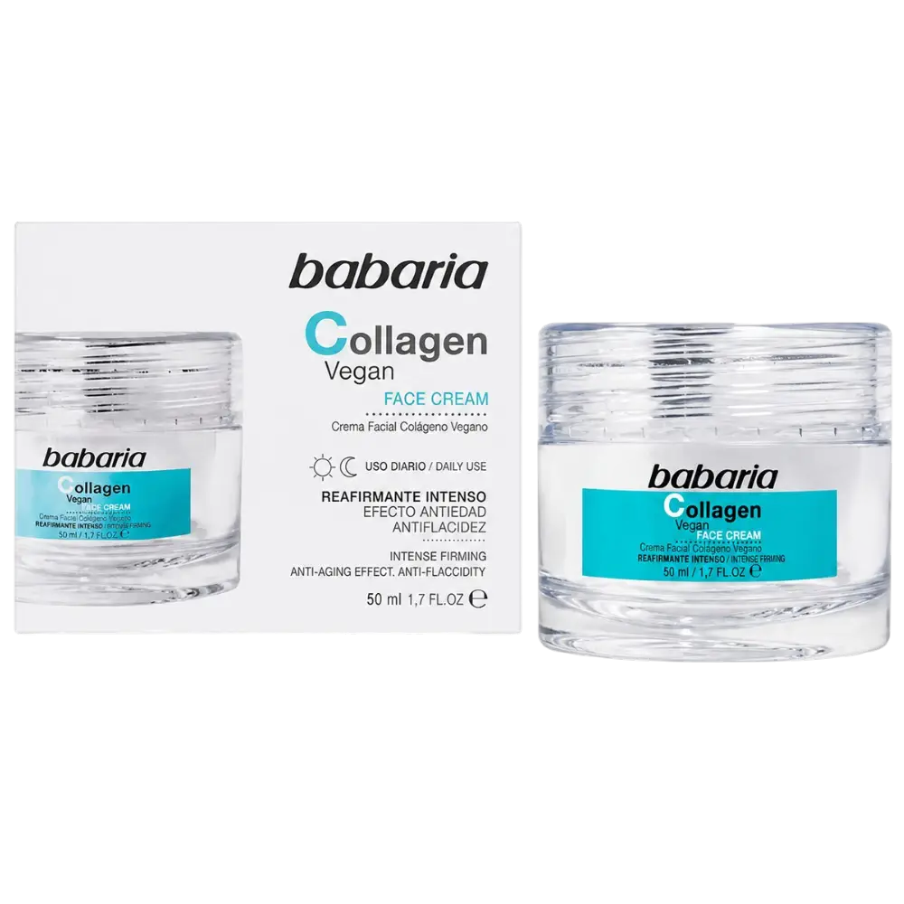 Creme facial reafirmante Babaria com colagénio vegano para reduzir flacidez e rugas