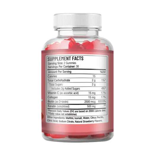 Rótulo de Ingredientes das Gomas de Biotina - Storettastic