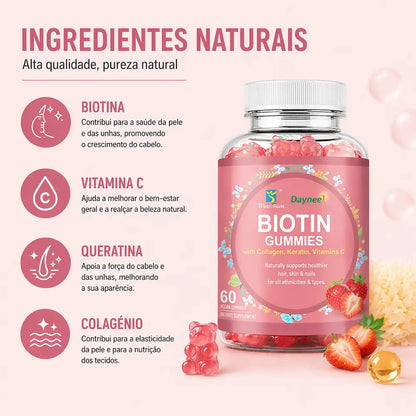 ingredientes naturais de suplemento com biotina vitamina c queratina e colagenio