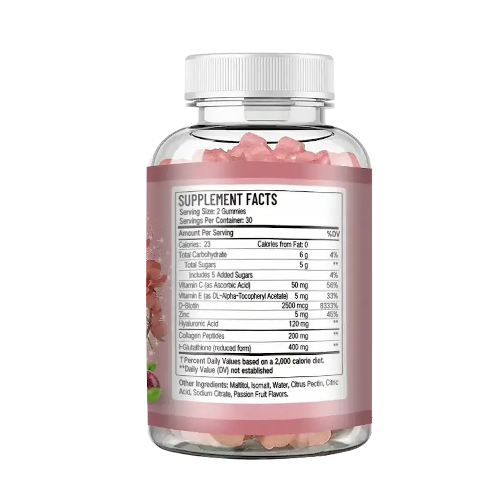 ingredientes gomas colagenio biotina vitamina c zinco suplemento pele antioxidante