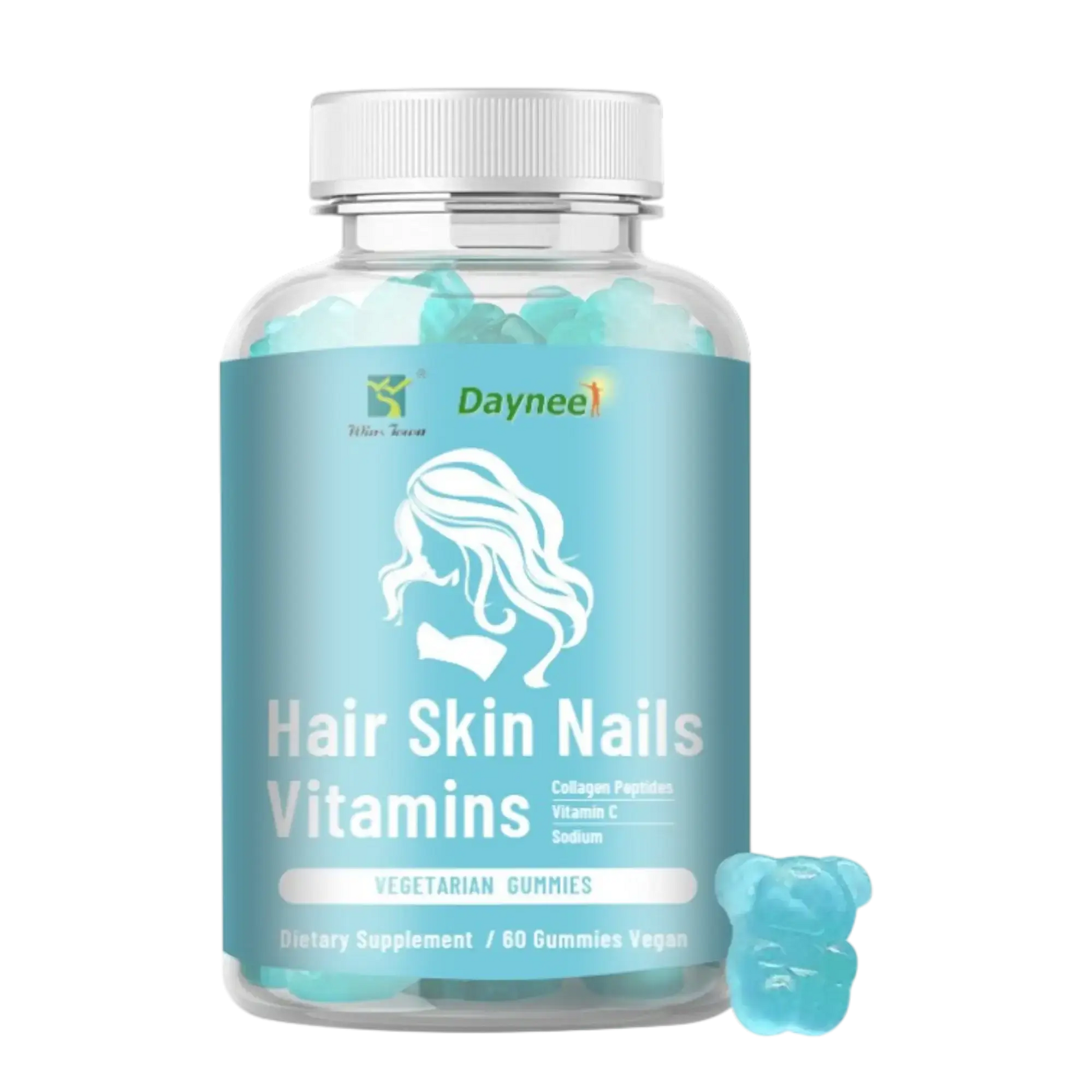 frasco gomas cabelo pele unhas colagenio biotina suplemento beleza 60 gomas
