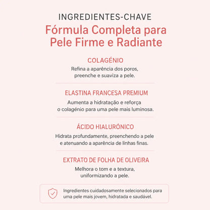 ingredientes colagenio niacinamida acido hialuronico elastina beneficios pele firme
