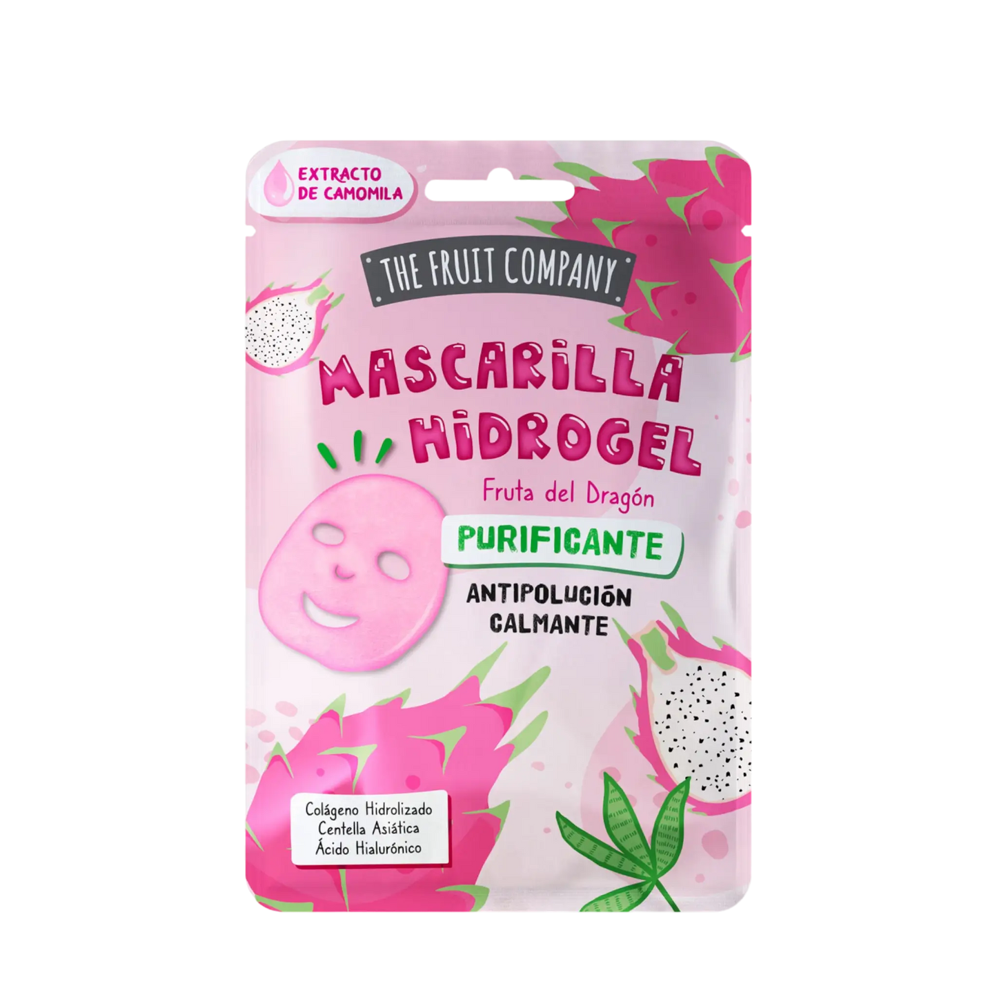 Set de mascarillas de hidrogel frutales con aguacate, uva, pitaya y coco.