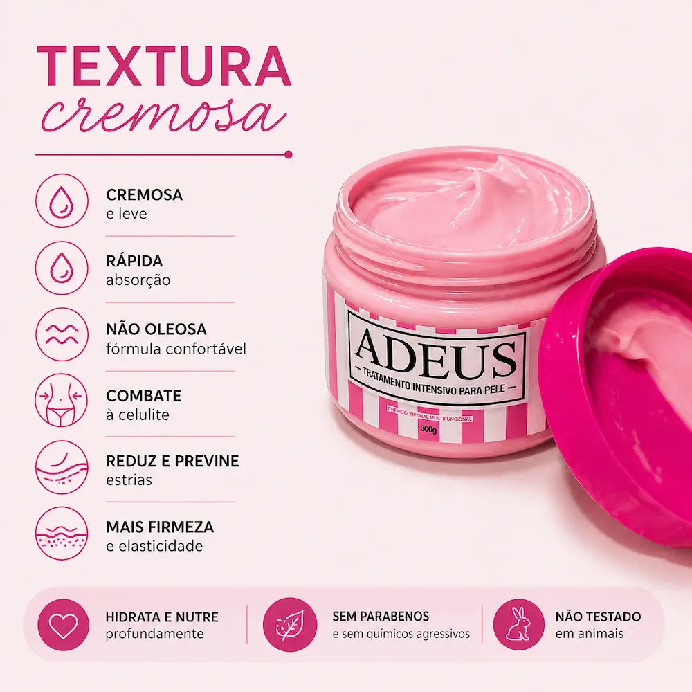 textura creme adeus absorcao rapida efeito termogenico pele firme