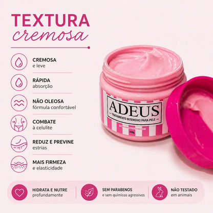 textura creme adeus absorcao rapida efeito termogenico pele firme
